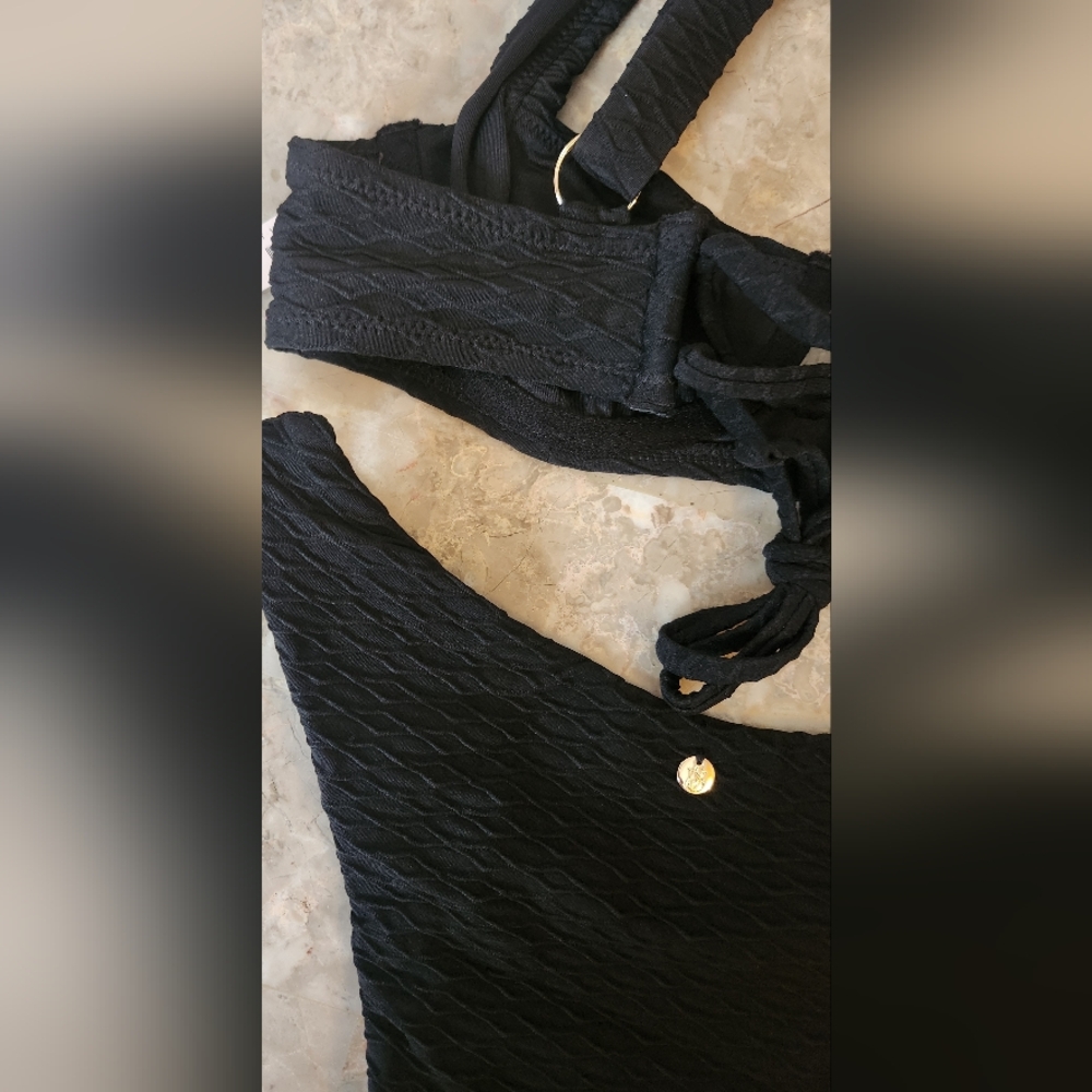 32B/XS VS Swim Full Coverage Bikini Top Brazilian Bikini Set Black - Picture 6 of 10